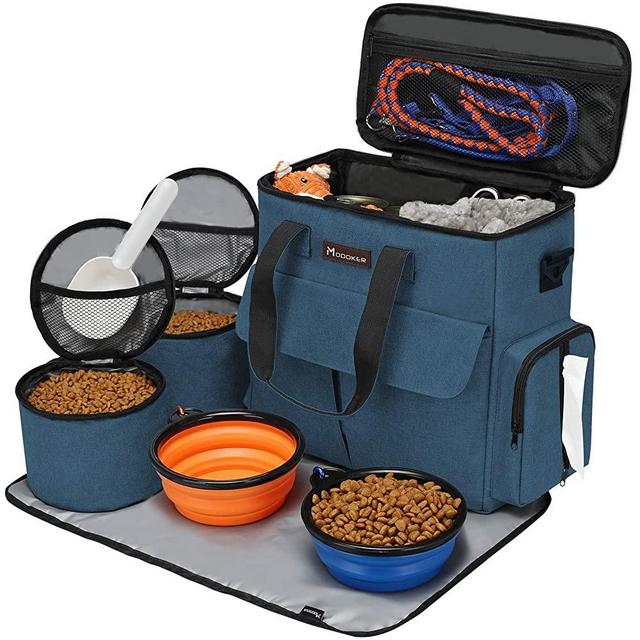 Modoker Airline Approved Pet Travel Bag,Weekend Dog Travel Set for Dog and Cat, Airline Approved Tote Organizer with Multi-Function Pockets