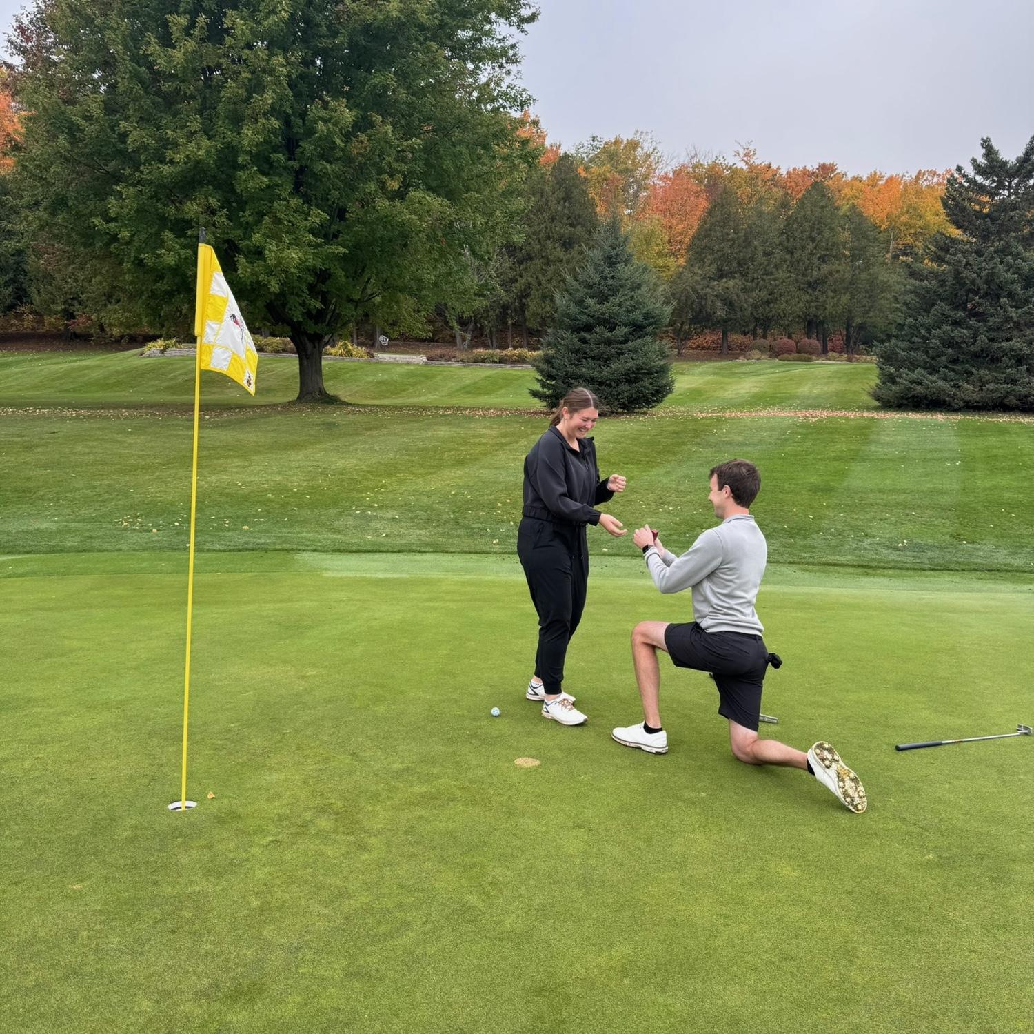 Ian proposed on the 9th hole at Peninsula State Golf Course which was special because we both share a love for golf and our first camping trip together was at Peninsula State Park.