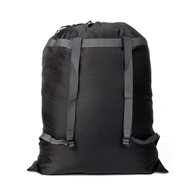 CALACH Extra Large Laundry Bag Backpack, 27” x 34” - Sturdy and tear resistant polyester backpack with drawstring closure and Adjustable Shoulder Straps Machine Washable Fold Travel Black Laundry bags