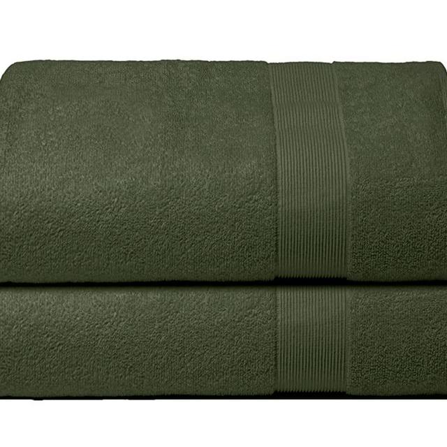 Elvana Home Premium Cotton Oversized 2 Pack Bath Sheet 35x70 - 100% Pure Cotton - Ideal for Everyday use - Ultra Soft & Highly Absorbent - Machine Washable - Olive Green