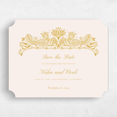 Beige Ticket Wedding Save the Date - Taneja Landscape