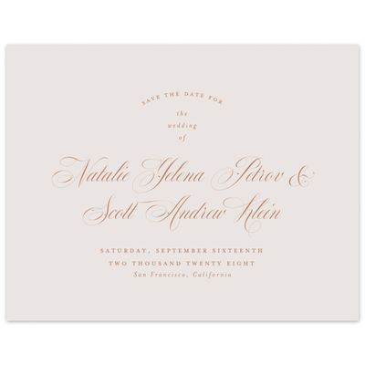 Light Greige, Beige Wedding Digital Save the Date - Marvis Landscape