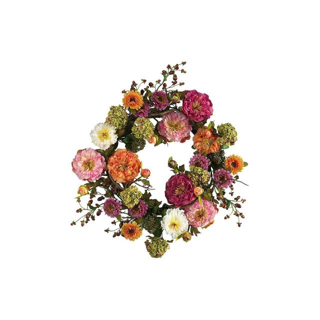 Nearly Natural 24" Peony Wreath