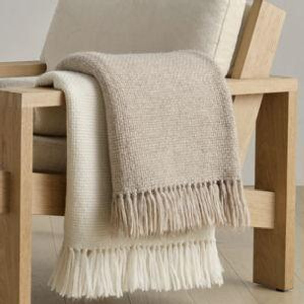 Alpaca Basketweave Throw (Oatmeal) - Jenni Kayne