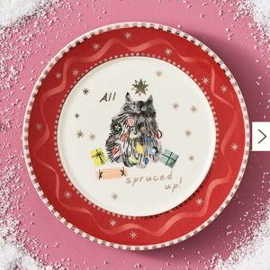 Cat - Caroline Stoneware Holiday Dessert Plate