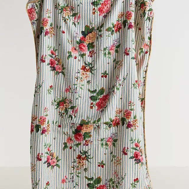 Gauze Cotton Sherpa Floral Printed Throw Blanket
