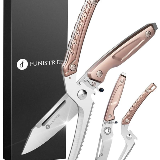 Heavy Duty Poultry Shears - Funistree All Purpose Kitchen Scissors for Food, Serrated Edge, Safety Lock, Utility Detachable Scissors for Cutting Chicken, Turkey, Seafood, Thanksgiving Gifts