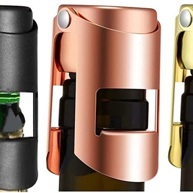 Champagne Stopper 3Pack - HYZ Stainless Steel Champagne Saver Bottle Stopper with Pure Silicone Airtight Seal - Professional Prosecco, Cava, and Sparkling Wine Stopper