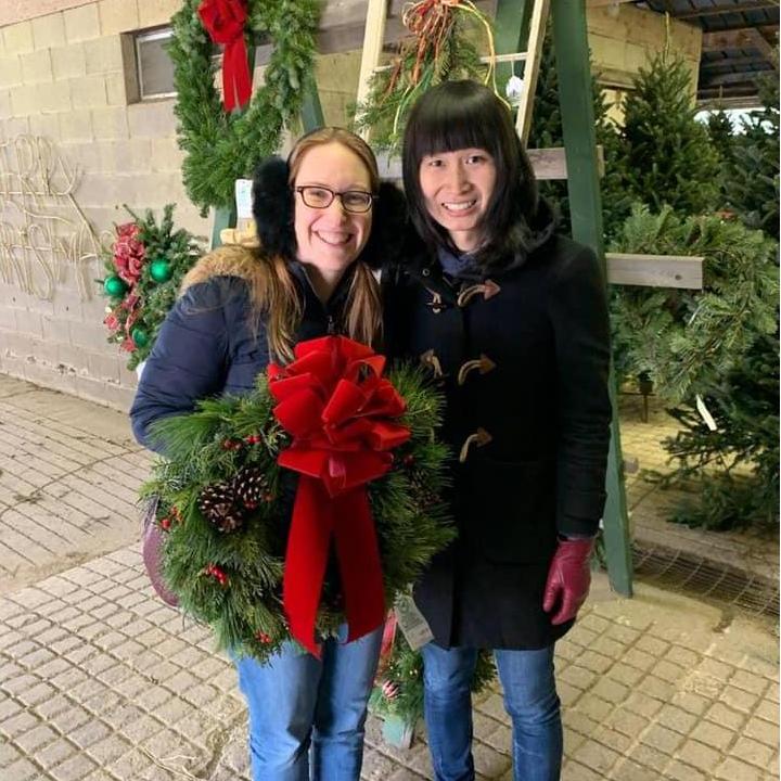 Franke Farms in Marion, New York. Taking a wreath home for the holidays