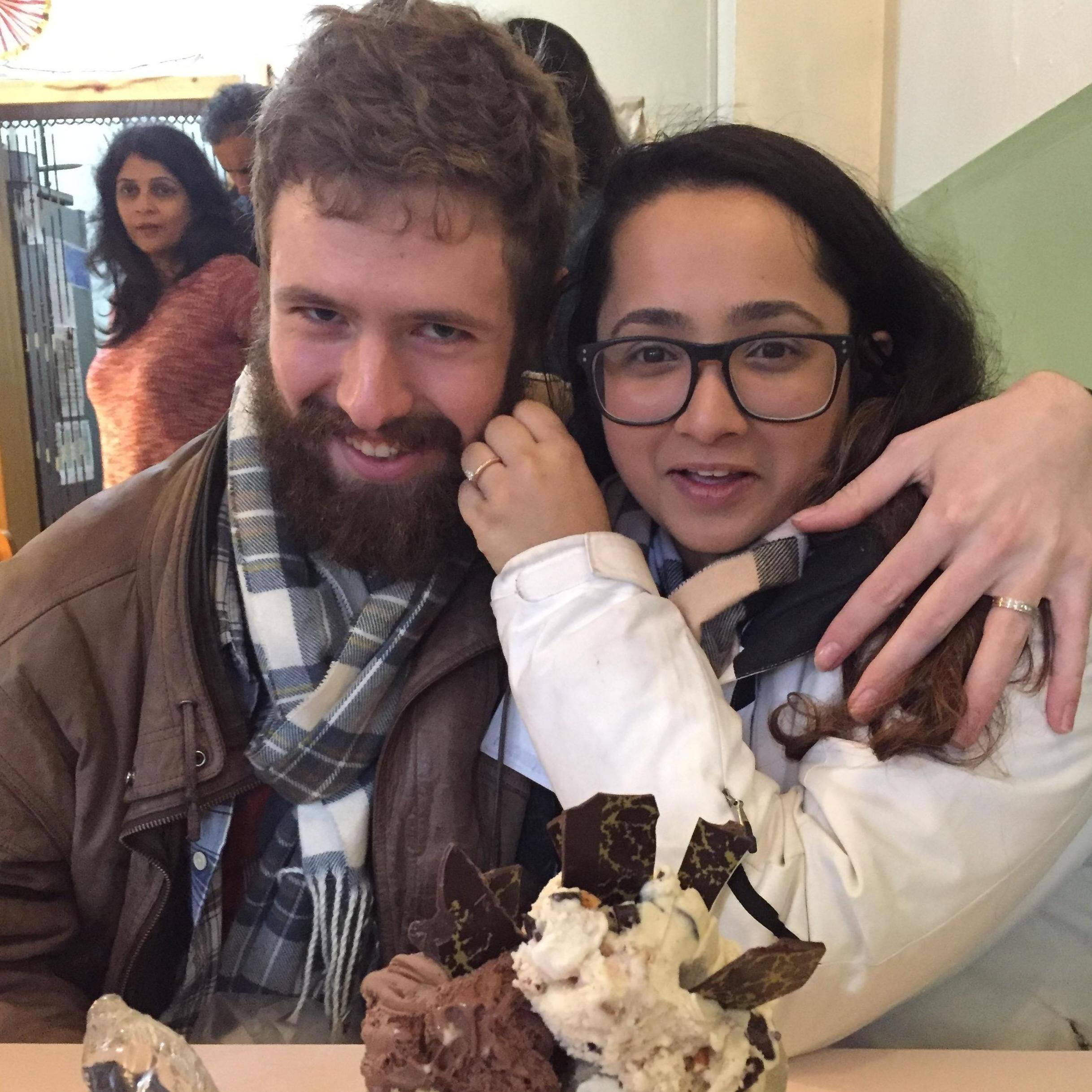 This is us about to eat some ice cream.