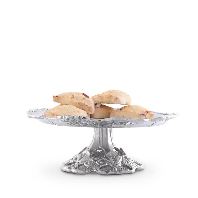 Arthur Court Metal Fleur De Lis Footed Treat Stand - Elegant Serving Display for Macaroons, Chocolates, Cookies - Unique French Design for Parties & Events 4 Inches Tall x 9 Inches Diameter