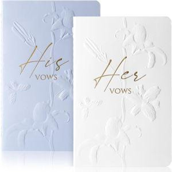 Vow Books,for Wedding Vow Books Wedding Gift for Bride and Groom Vows Book his and Hers with 28 Pages-5.5 * 3.5 in Wedding Notebook with Gilded Font Set of 2 （White and Blue）