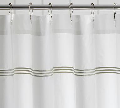 Grand Embroidered Organic Shower Curtain, Gray