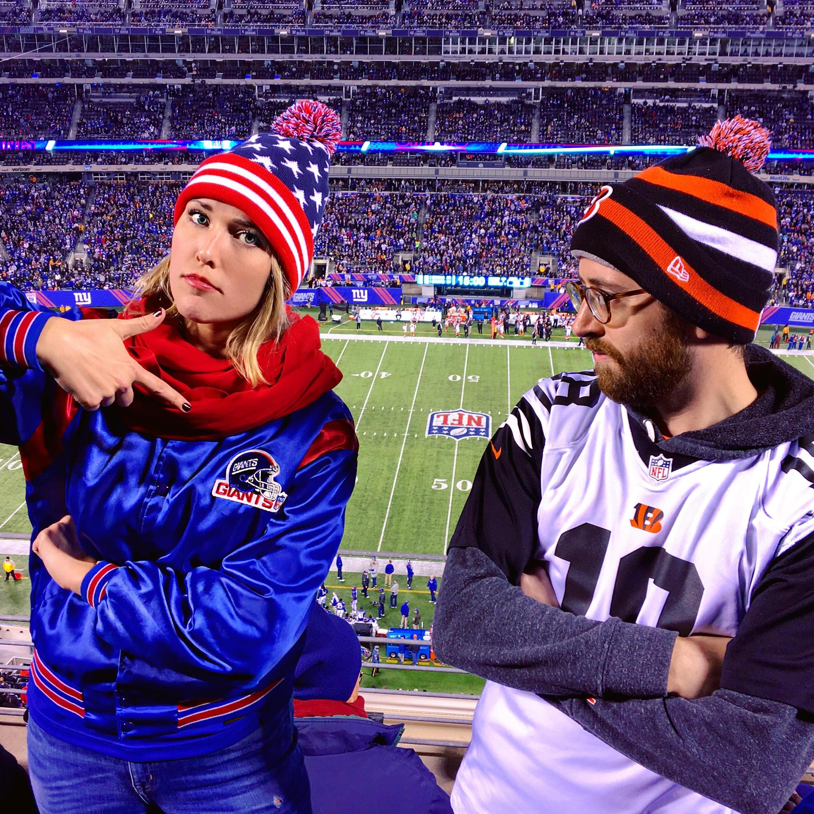 An apartment divided: New York Giants vs. Cincinnati Bengals at MetLife Stadium, 2016. Can you tell who won the game, based on the attitudes (lol)?