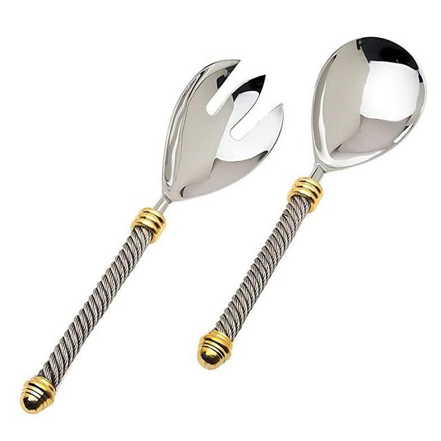 Godinger Silver Art Cable Salad Spoon And Fork