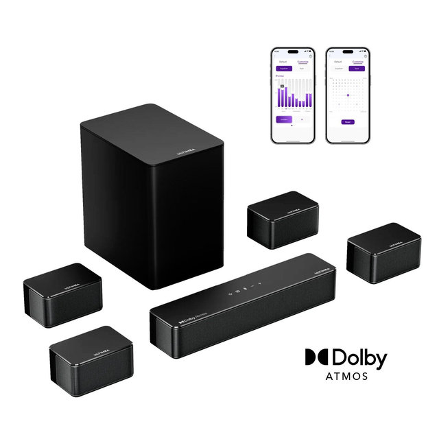 ULTIMEA Poseidon D80 Boom 7.1 Channel Soundbar, Dolby Atmos Sound System for TV with Wireless Subwoofer, 500W