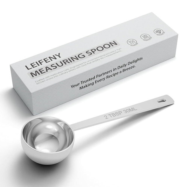 LEIFENY 1PCS 2TBSP(30ML) 18/8 Stainless Steel Measuring Spoon, Metal Measure Scoop for Dry and Liquid Spices, Must-have for Kitchen