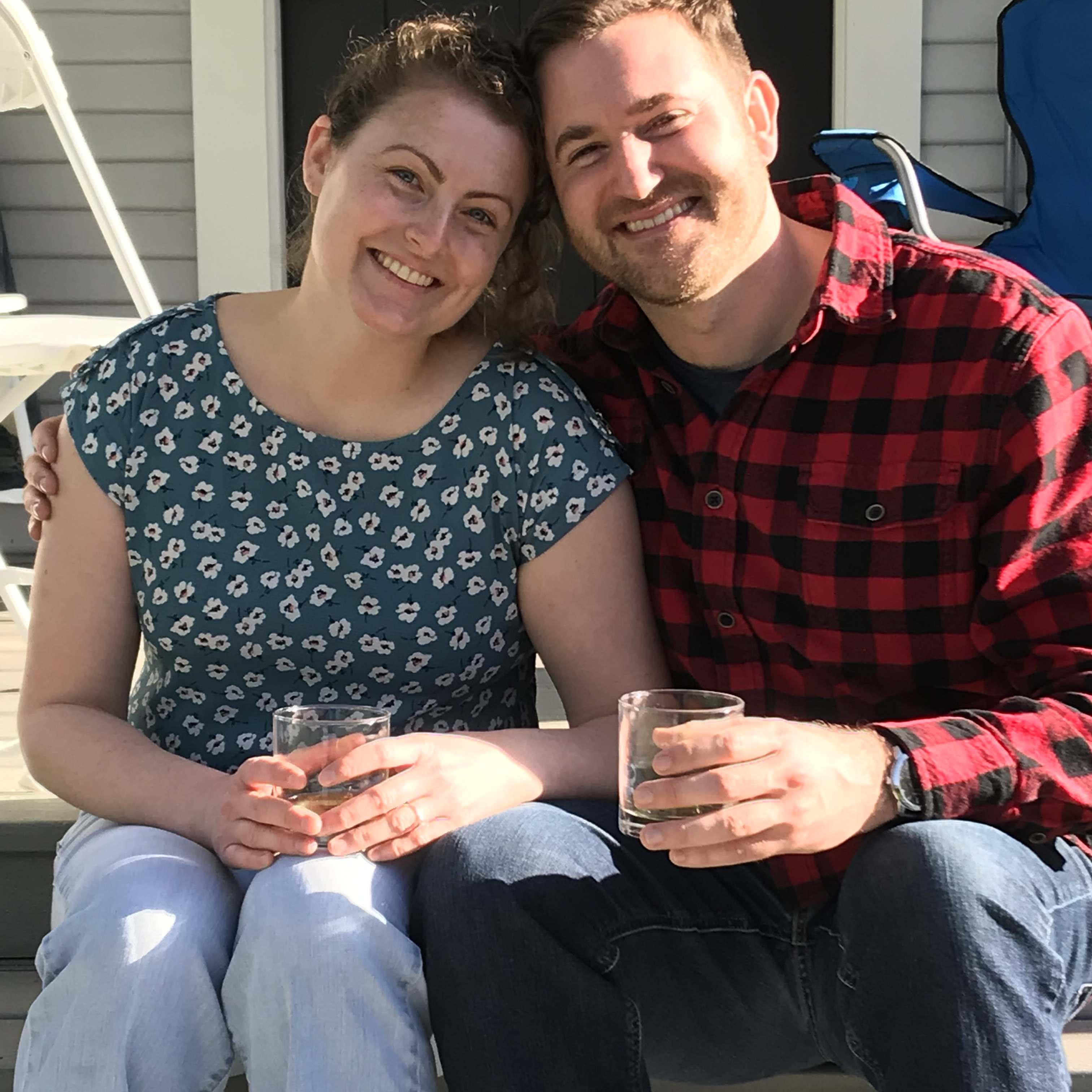 This is a recent one, on the steps of our first home! 