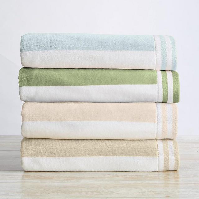 Great Bay Home 100% Cotton Velour 4 Pack Oversized Beach Towels - Cabana Stripe Pool Towels - Quick Dry, Large Swim Towels for Adults and Kids (4 Pack 35" x 70", Multi Color)