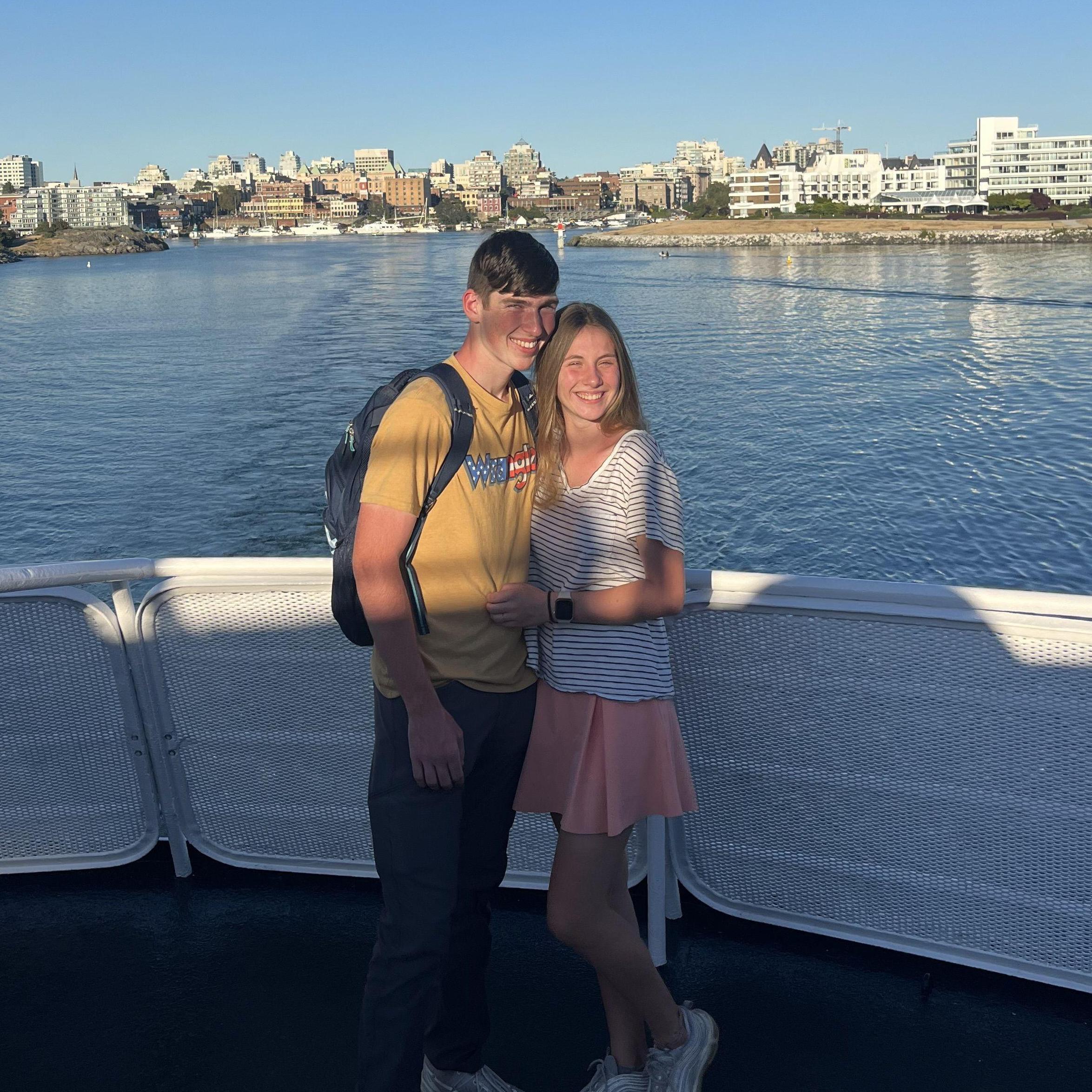 On the ferry for a day trip to British Columbia. We woke up at 3 am and were exhausted!