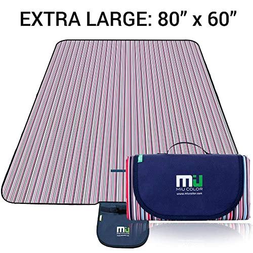 MIU COLOR Large Waterproof Outdoor Picnic Blanket, Sandproof and Waterproof Picnic Blanket Tote for Camping Hiking Grass Travelling