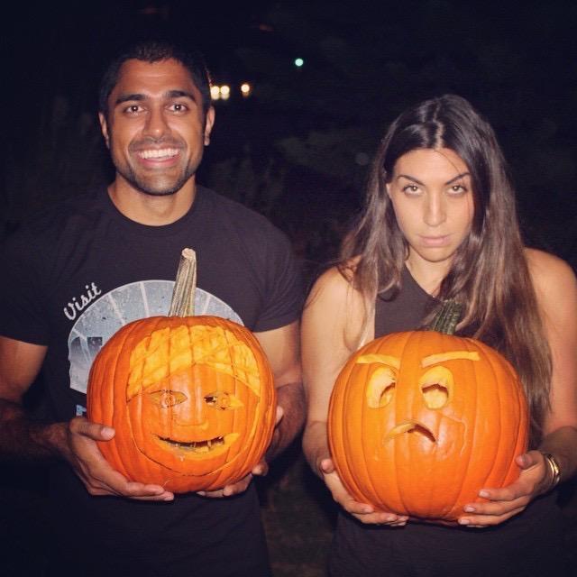 Carving pumpkins together for the first time