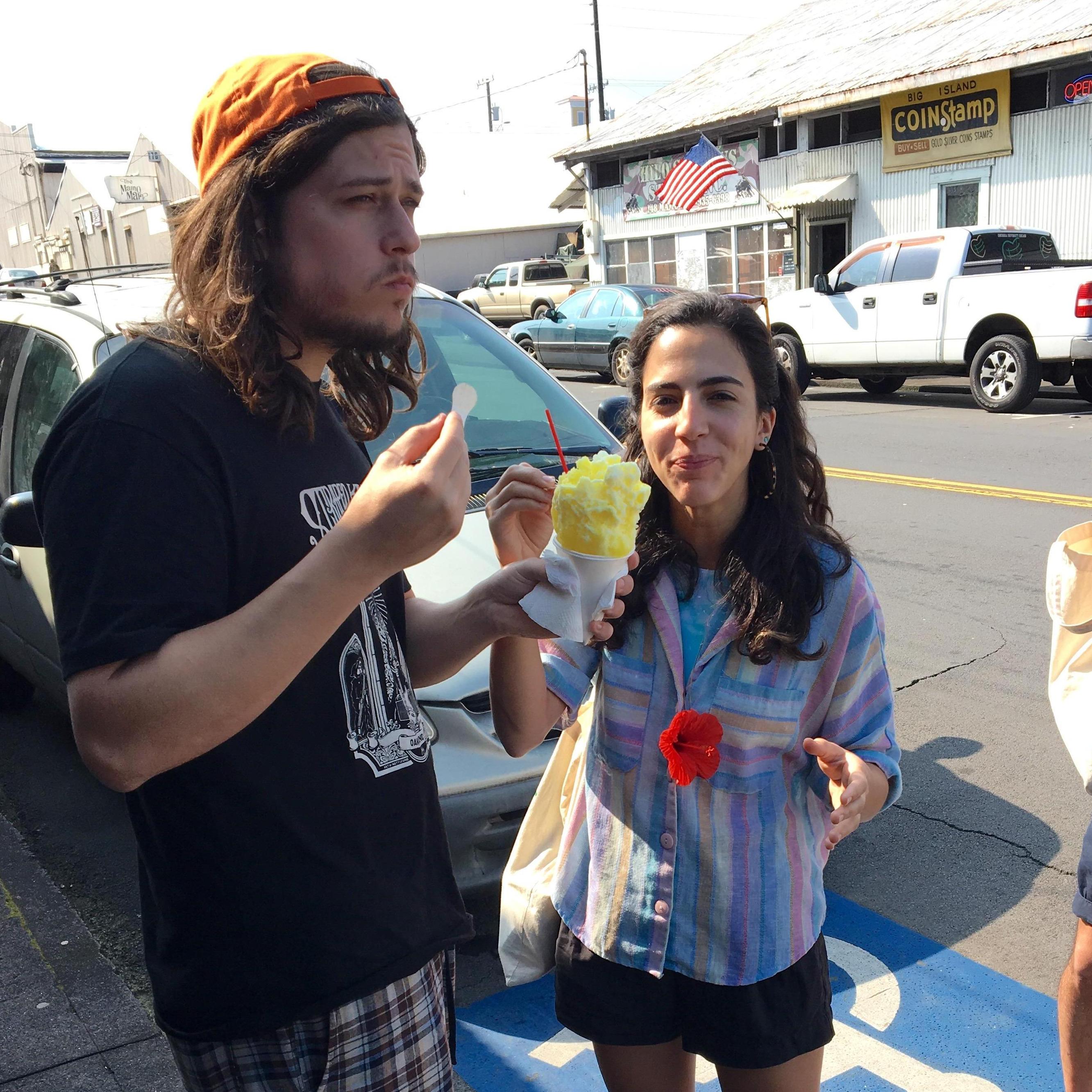 Hawaiian Ice in Hawaii, featuring Corey's long hair. 
(Hilo, Hawaii, 2016)