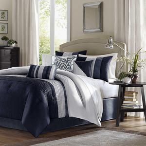 JLA Home - Madison Park 7 Piece Comforter Set, Queen - Navy
