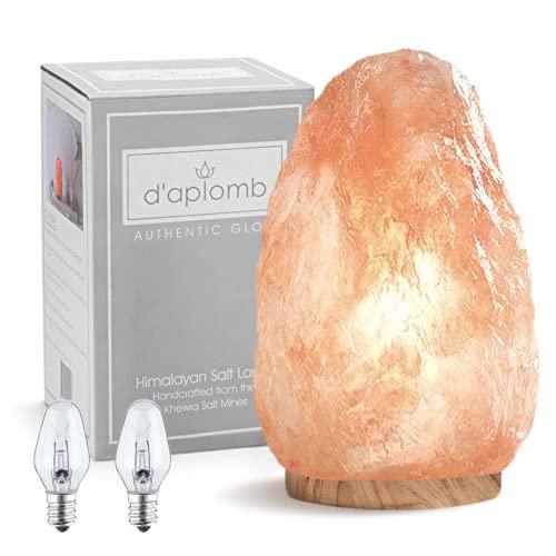 d'aplomb 100% Authentic Natural Himalayan Salt Lamp; Medium Hand Carved Natural Chunk Pink Crystal Rock Salt from Himalayan Mountains; Dimmer Cord; 7 lbs
