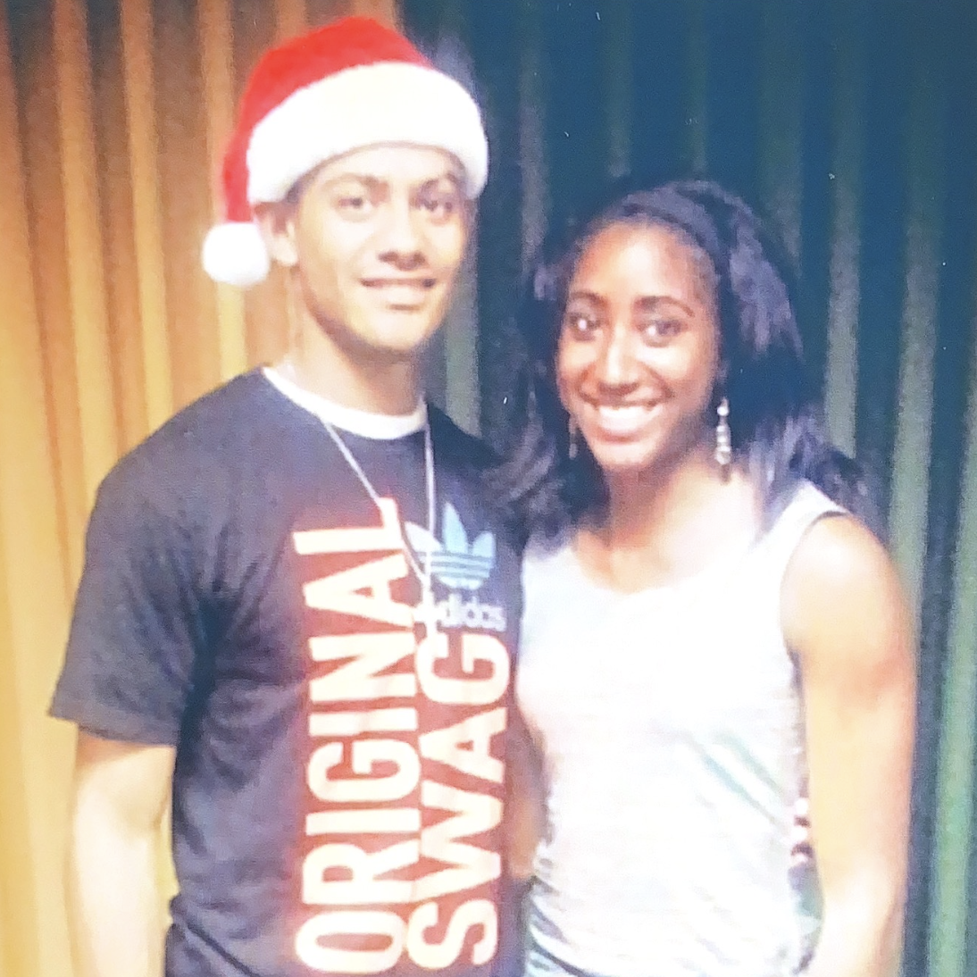 Bryce and Raena's first picture together at the annual Baylor Track and Field Team's Christmas Party