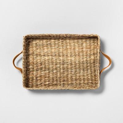 Rectangle Woven Tray with Leather Handles - Hearth & Hand™ with Magnolia