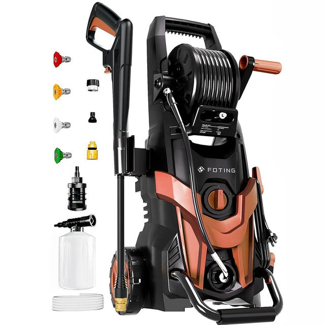 2025New Pressure Power Washer 4500PSI with 4 Quick Connect Nozzles,Inlet Hose & Filter, Foam Cannon for Cars/Fences/Driveways/Patios/Home Cleaning(Red)