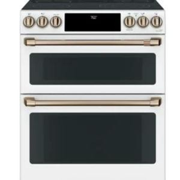 CAFÉ™ 30" Double-Oven Range | Matte White / Brushed Brass