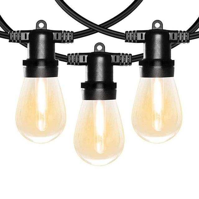 Banord 51FT Outdoor Shatterproof LED String Lights, Waterproof 17 Hanging Sockets with 18 x Dimmable LED Bulb Garden Light String, Waterproof Vintage Patio Lights for Wedding Party