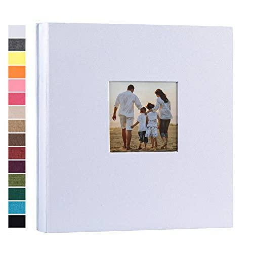potricher Linen Hardcover Photo Album 4x6 600 Photos Large Capacity for Family Wedding Anniversary Baby Vacation (White, 600 Pockets)