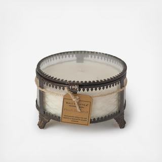 Filled Candle Brass Round Box Peach & Grapefruit Scent