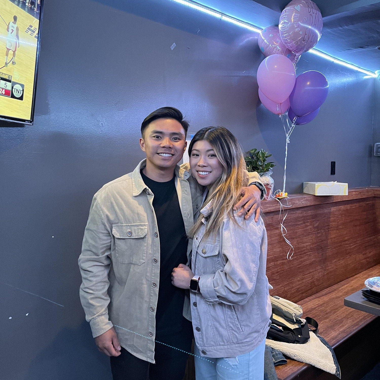2022 - Miguel threw a surprise dinner for Yvonne's birthday with their friends