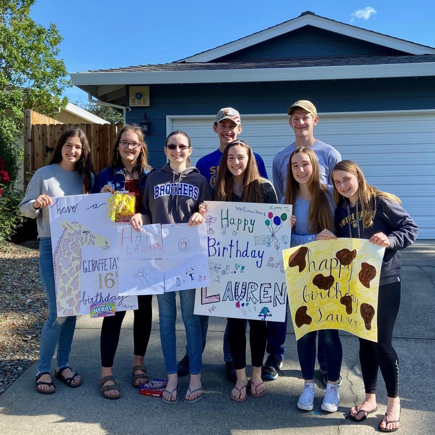 May 2020 - Lauren's 16th birthday drive-by during the COVID quarantine in California.
