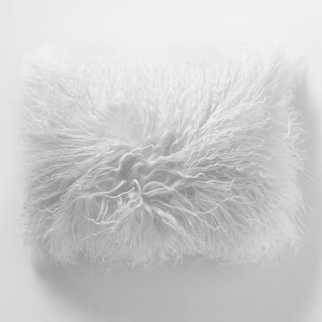 Mongolian Lamb Pillow Cover, 12"x16" Stone White