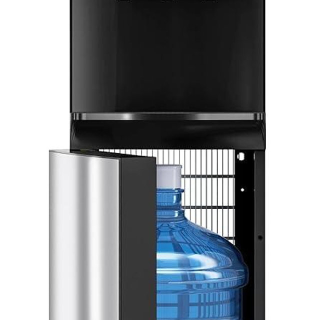 Manastin Bottom Loading Water Cooler Dispenser for 5 Gallon Bottles, Stainless Steel Water Cooler with 3 Temperature Settings - Hot, Cold & Room Water, Ideal Design for Home & Office,Glossy Black