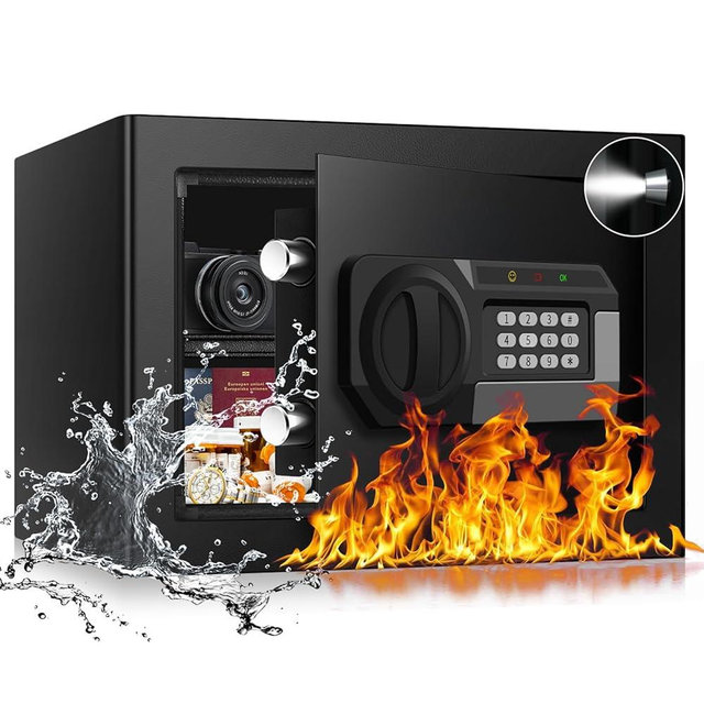 1.2 Cub Small Fireproof Safe for Home, Personal Fire Safe Box with Digital Keypad Key and Removable Shelf, Small Security Box for Money Firearm Medicine Valuables