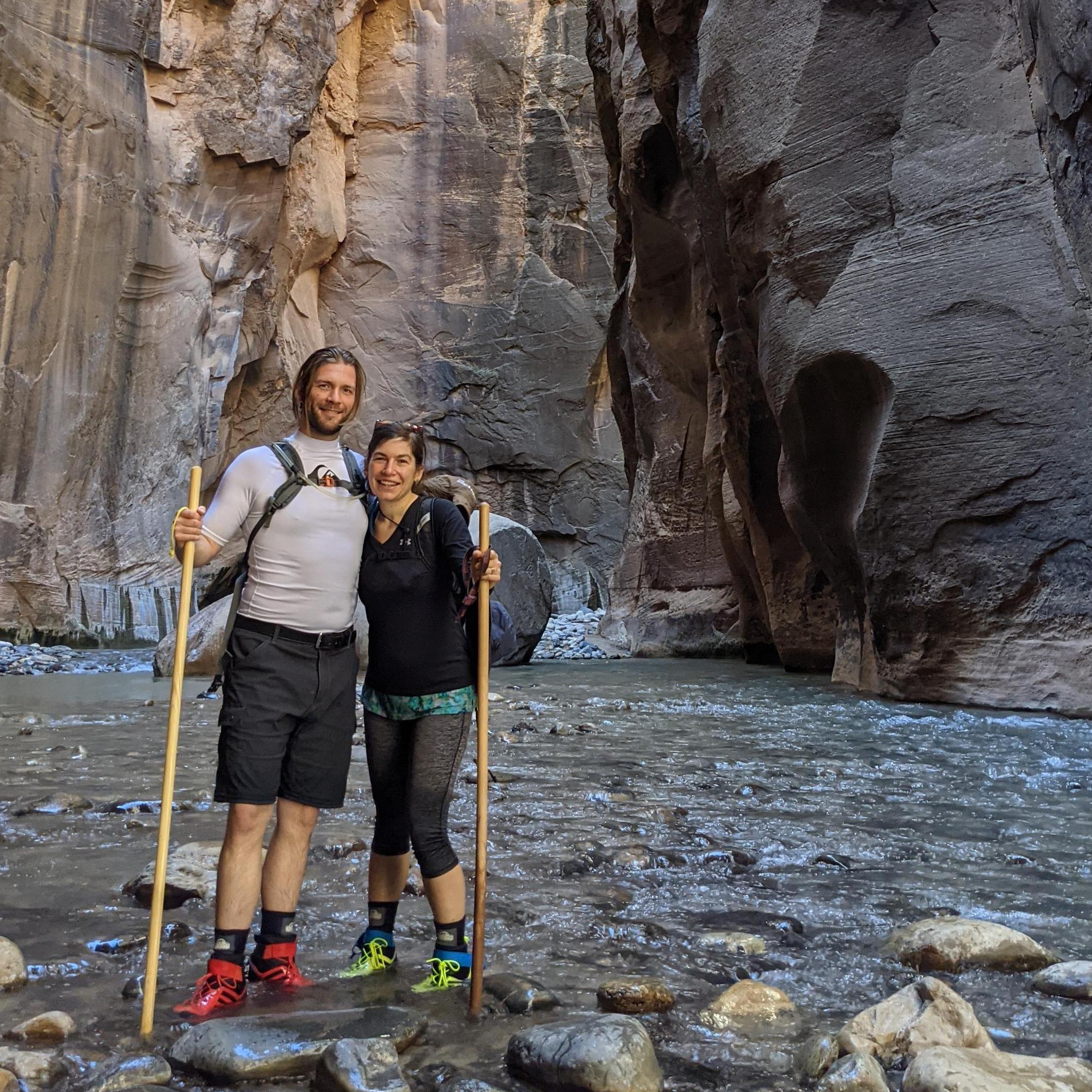 Hiking the Zion Narrows.