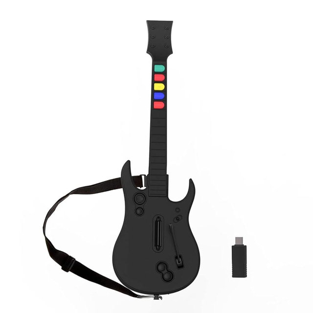 DOYO PC Guitar Hero Controller, Wireless Guitar Hero Guitar for PC and PS3 PlayStation 3 with Dongle, Compatible with Clone Hero, Rock Band Guitar Hero Games (Black)
