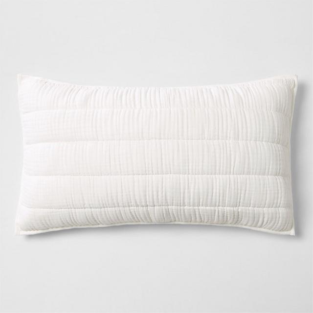 Supersoft Organic Cotton Gauze Crisp White King Quilted Bed Pillow Sham