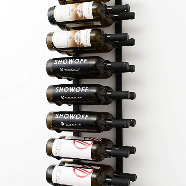 VintageView W Series (3 Ft) - 18 Bottle Wall Mounted Wine Rack (Satin Black) Stylish Modern Wine Storage with Label Forward Design