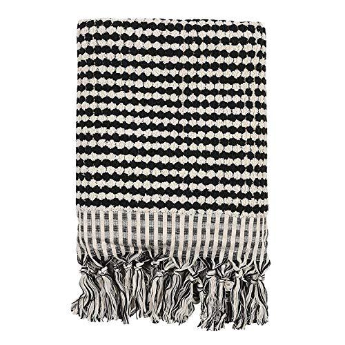 Hand Loom Turkish Towel Thick Luxury Fluffy 100% Cotton Kitchen Home Gift Housewarming House Decor Medium Size 17 Inches x 38 Inches (45x97cm) (1, Black & White)