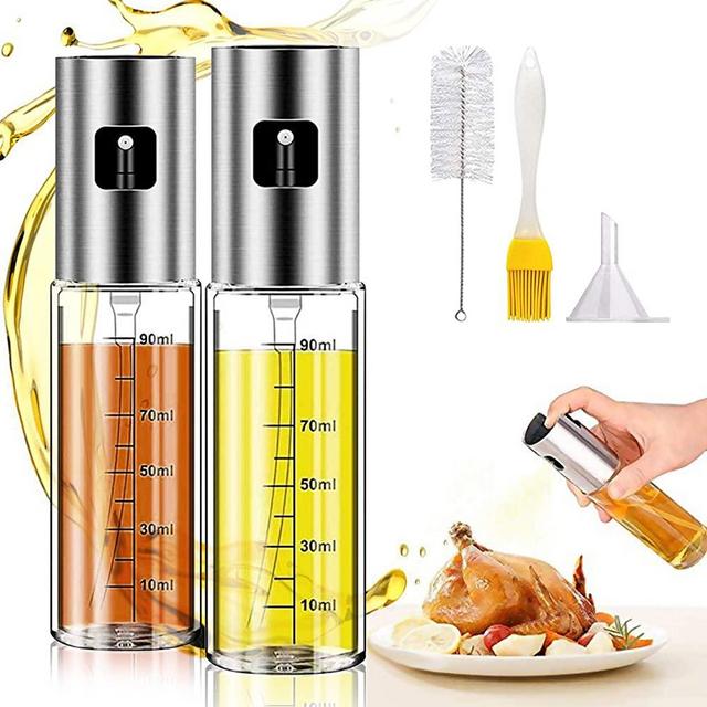 Oil Sprayer for Cooking, 2Pack Olive Oil Sprayer,Spray Bottle Olive Oil Sprayer Mister for Cooking,Transparent Vinegar Oil Sprayer Dispenser 100ml for BBQ, Salad, Baking, Roasting, Grilling,Air Fryer
