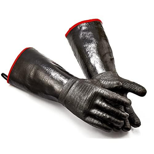 RAPICCA 17 Inche,932℉,BBQ Gloves Heat Resistant-Smoker, Grill, Cooking Barbecue Gloves, toHandling Heat Food Right on Your Fryer,Grill,Oven. Waterproof, Fireproof, Oil Resistant Neoprene Coating(XL)