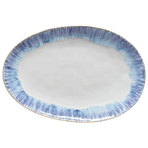 Costa Nova Stoneware Ceramic Brisa Collection Large Oval Platter, Ria Blue