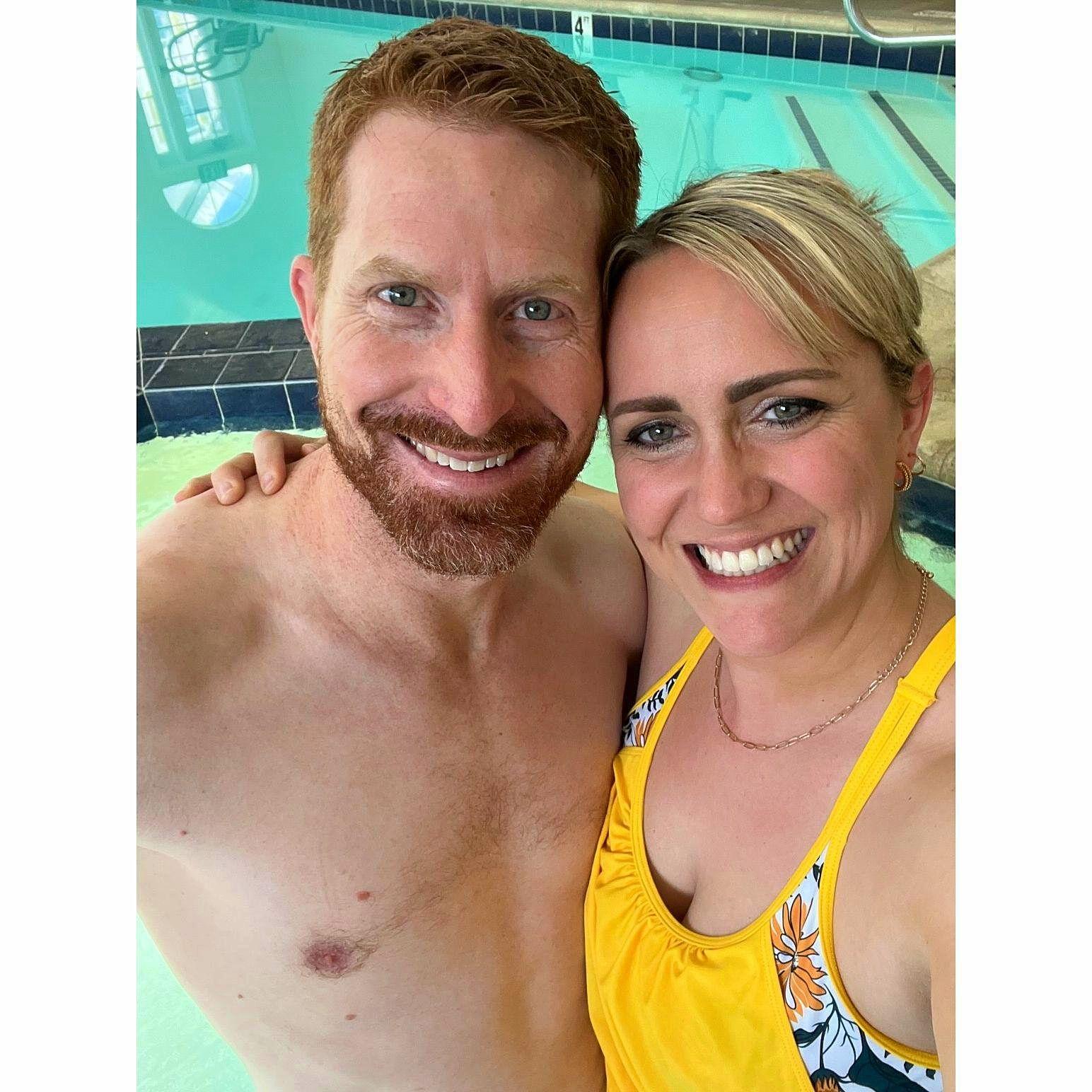 Pool time on our honeymoon.